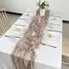 Wedding Pink Gauze Table Runner Semisheer Vintage Cheesecloth Setting Dining Party Christmas Banquets Arches Cake Decor 240430