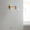 Lampada a parete IWHD Pullo Interruttore a catena Copper Sconce ARM REGOLABILE Accanto al bagno Specchio da bagno Light Glass Glasslamp Edison 4W