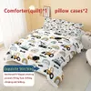 COUVERTURE DE DUVE 3PCS Ensemble de voitures de dessin animé (1 * couette + 2 * taie d'oreiller, sans noyau), imprimé de véhicule d'ingénierie All Season Liberd Set, doux confortable et coussin avec la peau