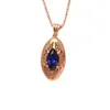 Chains Fashion classique incrustée Blue Gem Pendant plaqué 14k rose or dans un collier pour femmes bijoux de luxe légers