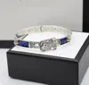 925 Sterling Silver Tiger Head Blue Enamel Couple Bracelet Men and Women Brand Luxur
