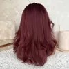 Sentetik peruklar gömle kırmızı kısa dalgalı dantel ön peruk insan saçı kemik düz bob kadınlar için şeffaflık