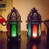 Świece posiadacze marokańskiego w stylu lampa wiatrowa Lattern Lantern Candlestick Ornament Wotor na bar do domu Wedding Decorat Q5d1