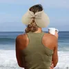 Breite Krempelnhüte Frauen Sommerhut Damen stilvoller faltbarer Sonnenschutz mit Bogendekor für Gartenfischen