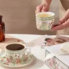Tambuli Nuova tazza ceramica retrò francese 350 ml squisita tazza di caffè di fiori e tazza da tè camelia pomeridiana Acqua romantica H240506