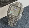 Relogio Maskulino Quadratische Zifferblatt Gesicht Herren Quarz Uhren Edelstahl -Stahlgurt Diamonds Ring Japan Quarz Bewegung Set Auger Rennen Großhandel männliche Geschenke Armbanduhr