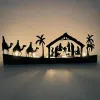 Kaarsen geboorte set kerstkaarse houder houten geboorte scene silhouet tealight kandelaar voor kersttafel decoratie