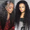 4c randen Baby Natuurlijke haarlijn Glueless vooraf geplukte 30 inch Kinky Kinky Curly Front Human Hair 13x4 13x6 HD Lace frontale pruik originele editie