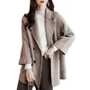 Women's Jackets Cardigan Coat Elegant Woolen With Turn-down Collar Mid-length Design Solid Color Stylish Outerwear For Autumn