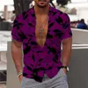 Мужская плюс футболка Полос мужская мода тенденция гавайской рубашки с короткими рубашками
