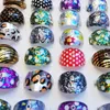 Cluster Rings 20pcs Mix Colorful Acrylic For Kids Girls Fashion Leopard Dot Flower Pattern Round Finger Children Jewelry Gift