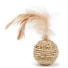 Domy 2PCS Cat Toy Pet Rattan Ball Cat Toy Funny Faux Feather Cat Bell Ball Kitten Play