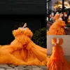 Sexiga A-Line Prom-klänningar Spaghetti Short Sleeve Sweep Train Ruffles Tiered Celebrity Evening Dresses Plus Size Custom Made L24652