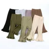 Shorts calças infantis garotas elásticas sólidas pernas longas algodão calça de borda longa de 1 a 8 anos de idade, botas de crianças cortadas de calça longa para crianças flash calças longasl2403