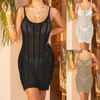 Sexy Slim Spaghetti Halter Dress Summer Beach Casved Coperio a maglia Swimsuit Women's Bikini Fashion Show Out Skirt