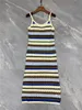 421 2024 Milaan Runway Dress Spring Summer Mouwloze Spaghetti -riem Jurken Blue Pink Damesjurk Mode Hoge kwaliteit Ailin