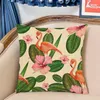 Pillow Flamingo Floral Pattern Cover Colorful Tropical Plants Banana Leaf Home Decor Cotton Linen Throw Cojines
