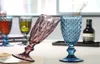 QBSOMK 150ML estilo europeu em vidro de vitral com relevo 4 coloras de água de vinho de vinho da lâmpada de cálices grossas GLASE5132312