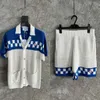 Herrendesigner Strickwege Polo -Hemd Set Unisex 11 Stil Casablanca Shirt Perlenknopf Wellenstreifen Hollow Out Männer lässige Kurzärmel hochwertige Strickwaren Set