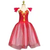 Stage Use Red Tutu Dress Dress Girls 'Ballet Swan Swan Dança das crianças Giselle Leotards para mulheres