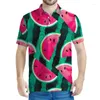 Polos para hombres Aloha patrón de sandía de sandía polo ropa para hombres harajuku mangas cortas tees hawaian 3d estampados de frutas estampadas camisetas