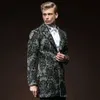 Tuxedos Men Men Jacquard stuk bruiloft één pakken weven modern formeel slanke twee-knops aangepaste fit gemaakte revers met drie buitenzakken medium lange jas