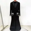 Suisses pour femmes VGH Patchwork Diamonds Blazer Smalling For Women Coldched Coll Long Manche haute taille Bouton Elegant Robes Elegant Femme