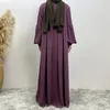 Vêtements ethniques modestes Abaya Femmes musulmanes à manches longues MAXI Robe Turquie Arabe Kaftan Dubai Eid Ramadan Islamic Party Party Jalabiya Vestidos