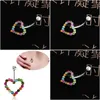 Navel Bell -knop Wasit buikdans Colorf Love Heart Crystal Body sieraden roestvrijstalen strass piercing bengle voor DRO DHK7Q