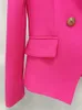 High Street Stijlvolle Designer Blazer Dames Classic Double Breasted Metal Knopen Slim Fitting Jacket Pink 240424