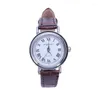 Armbandsur Ulzzang Alloy Ladies Simple Retro Compa Compact Roman Digital Dial Waterproof Leather Thin Strap Quartz Watch