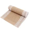 Bettwäsche Spitze Tisch Runner Retro Natural Jute Lace Burllap Tischläufer für Country Wedding Event Party Esstisch Cover Dekoration