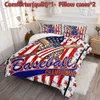 Couverture de couette American Flag Baseball pour garçons filles, couettes de baseball 3pcs dans des ensembles de literie avec 1 couette et 2 taies d'oreiller toute la saison