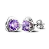 Stud S925 Sterling Sier Love Heart Boucles d'oreilles Colliers Set Jewelry Blanc Purple Shining Crystal Bling Diamond Choker Collier Brincos Dhhd3