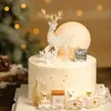 3 -stks kaarsen kristal herten cake decoratie eland internet beroemdheid bakgodin verjaardag decoratie kerstdessert tafetafel scene