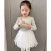 T-shirts Girls Rainbow Striped T-Shirt Spring And Autumn Daily Casual Children Comfortable Cotton Top Kids Long Sleeve Base ShirtL2405