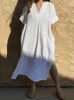 Vestidos de festa Mulheres Summer Summer Beach Ups Bohemian Maxi Elegant V Neck Solid Loose Robe Sun Protection Dress