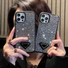 Triângulo de luxo Cesas de telefone celular P Para iPhone 15 14 14Plus 14Pro 13 13Pro 12 Pro Max 11 Clear Glitter Rhine Stone Case Bling Shiney Cover iPhone14