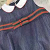 Merk meisjes rok tankt tanktop prinses jurk maat 100-150 cm kinderen designer kleding zomer blauw denim stof baby feestdress 24april