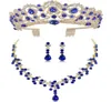 Diezi neu rotgrün blau Krone und Halskette Ohrring Schmuck Set Tiara Strasshochzeit Hochzeit Brautschmuck Sets Accessoires2758911