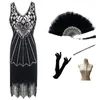 Casual Dresses Wepbel 1920-talet retro mantel klänning kvinnor ärmlös v-ringning paljett kort tofs boll klänning gatsby kväll midi party