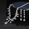 Orecchini di collana set di moda semplice trasparente cz lucido goccia d'acqua zirconia cubica festa di matrimonio cn10835