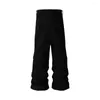 Pantalon masculin à double pantalon plissé de diamant coupé large cargaison de jambe pour les hommes pantalons baggy vintage hétéros