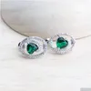 Collana bracciale Set di gioielli da sposa più sier per donne zircone verde zircone nudo ebraico anelli pietre braccialetti a ciondolo set drop dhhp1