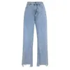 Frauenhose Capris Fransen gerade Jeanshosen für Damenhosen bequeme weiche Freizeitjeans Weitbein Hosen Mode -Jeans 2023 Y240504