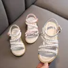 Sandals Girl Summer Fashion Kids Baby Girls Bling Rhinestone Princess Single para Little Big Shoes H240506