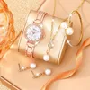 Orologi da polso 6pcs Ladies Fashion Simple Designer Star Moon Rhinestone Steel Band Quart Watch Luxury Pearl Set