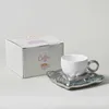 Tumblages Tasse en céramique de style nordique avec coaster Creative Couple Coffee Tea tasses Soucoupes Box cadeau cadeau Drinkware H240506