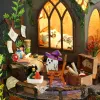 Miniatury Nowe retro drewniane drewniane magiczne domek miniaturowy dom z meblami z meblami LED LED Dekoracja Dekoracja dorosłych ręcznie robione prezenty