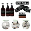 Set 3x 500 ml Schüsselkörperseife Pumpe 16oz Shampoo Conditioner Flasche mit 6 Etikett für Home Badezimmer Hotelzimmer